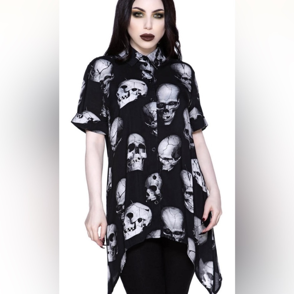 Killstar 🖤 Headache Skulls button up shirt 🖤 Large